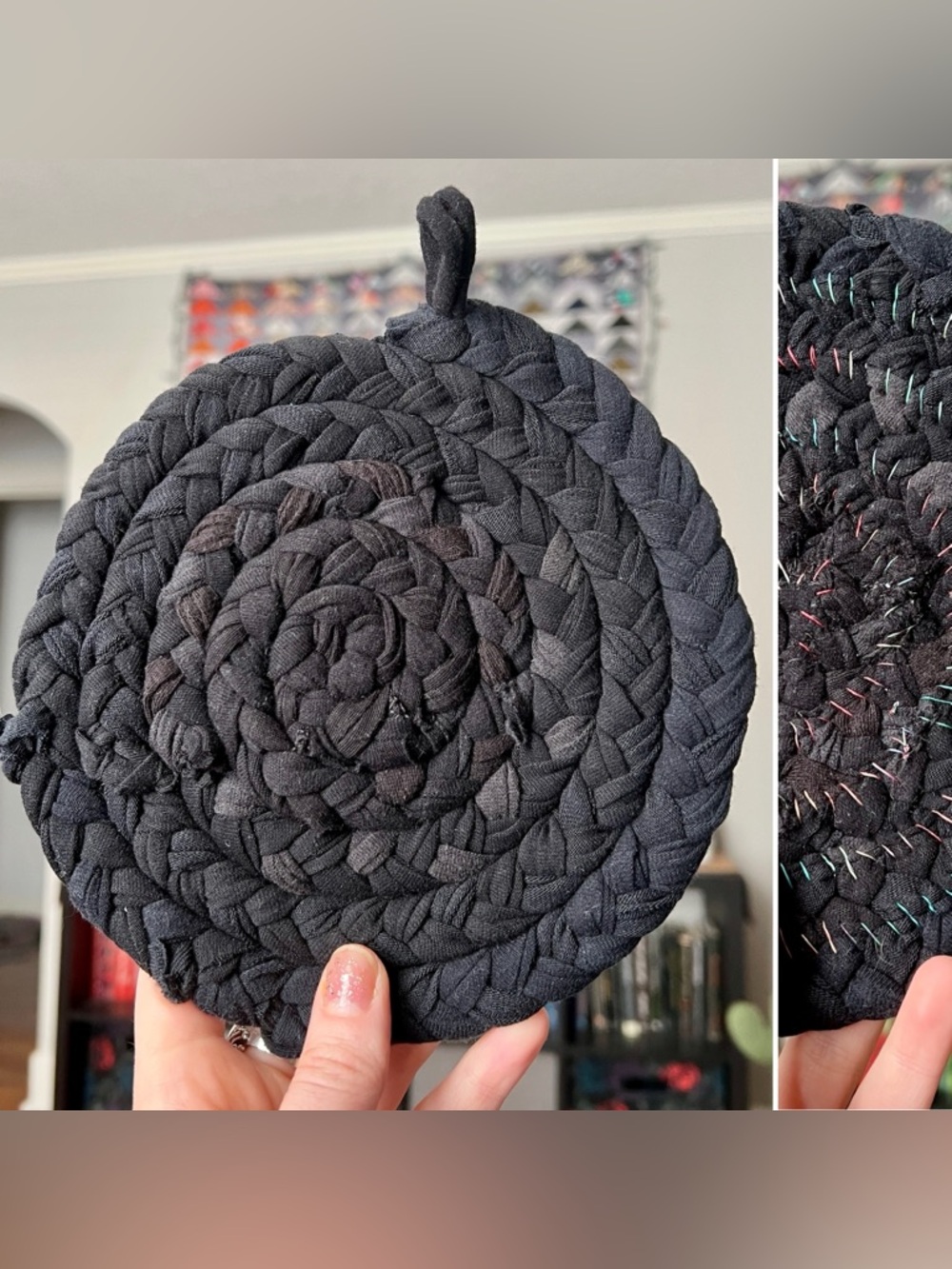 Braided Trivet Potholder - Bold Random Rainbow